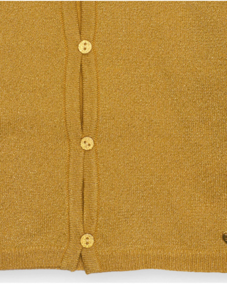 Girl’s cardigan in shiny golden knit