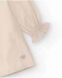 Girls' beige dress with decorative bow