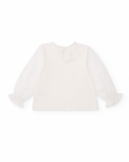 White long-sleeve girl’s T-shirt with heart print