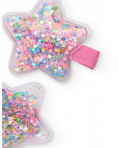 Girls’ hair tie set in pink with colorful stars