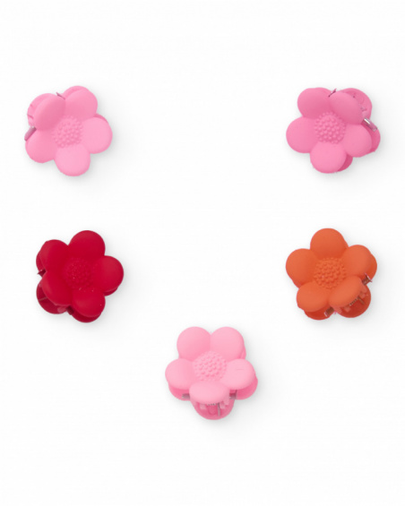 Flower-shaped hair clips for girls in assorted colors