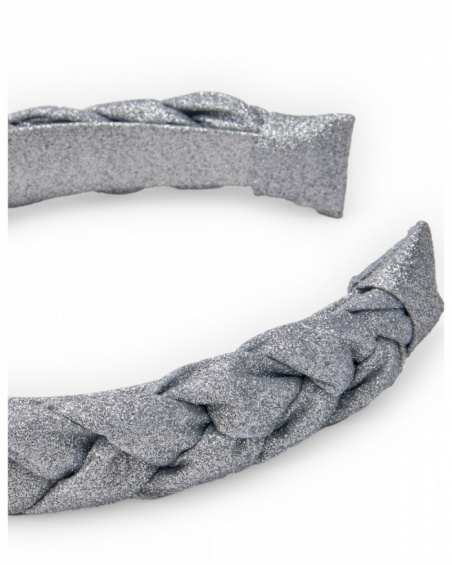 Silver headband for girls with glitter braid