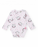 Pack of two bodies for newborn in pink tones with birds and owls prints