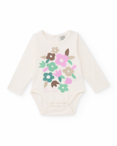 Pack of two long-sleeve bodies for newborn with floral print in pastel tones