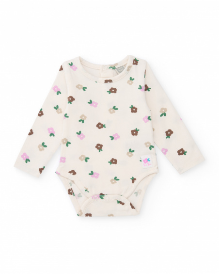 Pack of two long-sleeve bodies for newborn with floral print in pastel tones