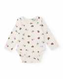 Pack of two long-sleeved bodysuits for baby girl with floral print in pastel tones.