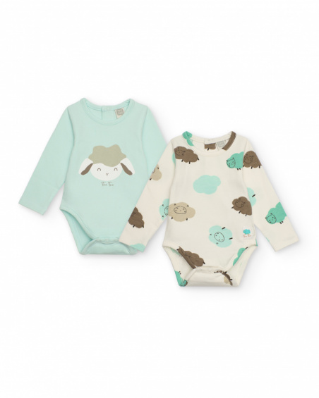 Pack of two long-sleeve bodies for newborn with little sheep print