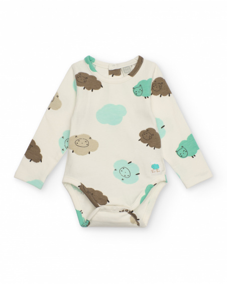 Two-pack of long-sleeve bodysuits for baby boy with sheep print