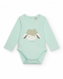 Two-pack of long-sleeve bodysuits for baby boy with sheep print