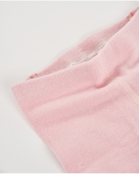 Pink tights for newborn with flower print.