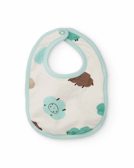 Baby boy bib set in aqua green with sheep design