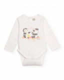 Pack of bodies for newborn in white and gray with penguin prints