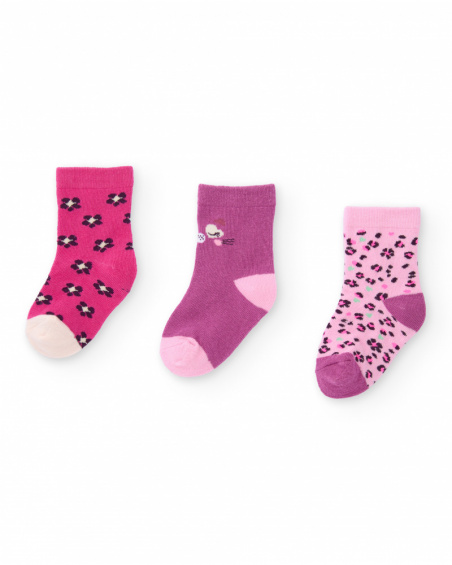 Pack of baby girl socks in pink tones