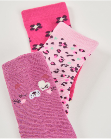 Pack of baby girl socks in pink tones