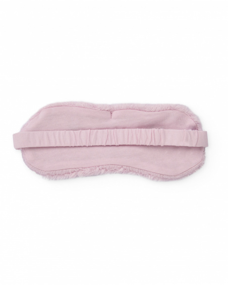 Plush sleep mask for girls in pink with embroidered face.