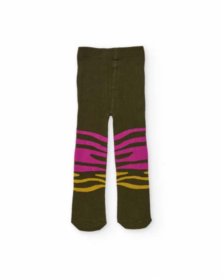 Pack of two girls' tights in fuchsia and green with printed design.