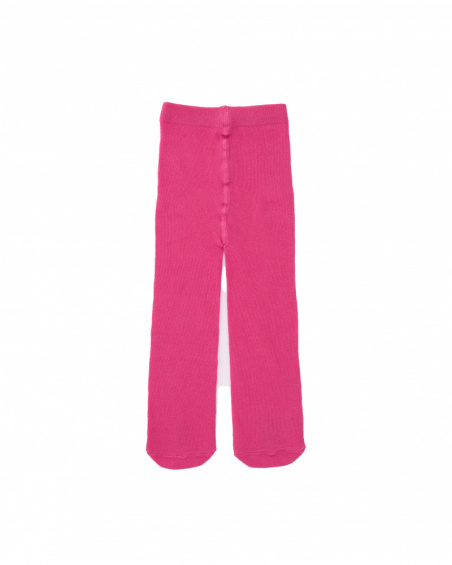 Pack of two girls' tights: one plain pink and one navy blue with atom design.