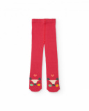 Pack of tights for baby girl in coral and navy with graphic designs