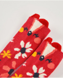 Pack of socks for baby girl in red with floral and geometric patterns