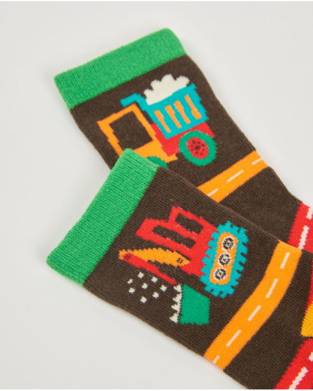 Multicolor socks for boy with vehicle-themed prints