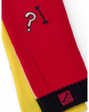 Multicolor hat and scarf set for boy with embroidered text