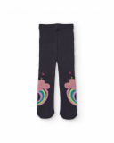 2-pack of girls' tights in fuchsia and black with rainbow design