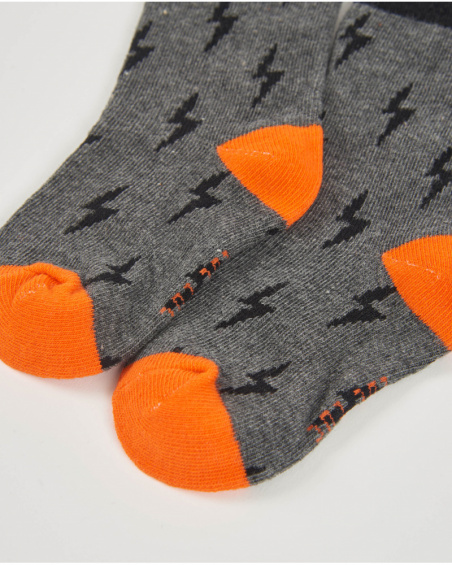 Boys’ grey sock pack with lightning and bear print