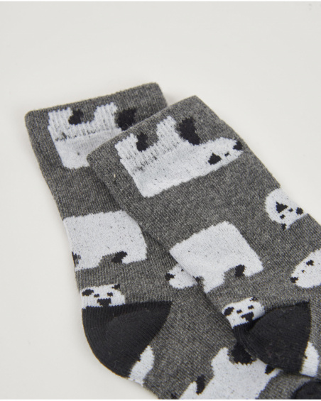 Boys’ grey sock pack with lightning and bear print