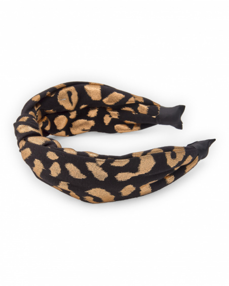 Girls' headband with gold leopard print