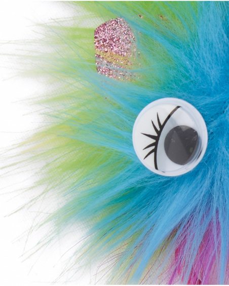 Fuchsia hair tie for girls with fantasy pom-pom.