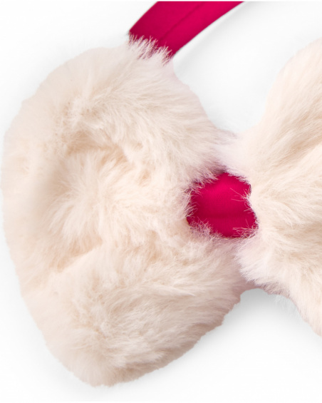 Girl's fuchsia headband with soft faux fur bow