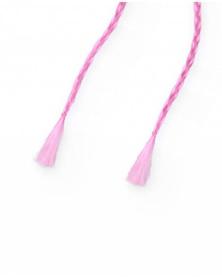 Hair clips for girls with pink braid and multicolored glitter crown