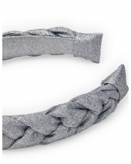 Silver headband for girls with glitter braid