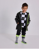 Long-sleeved t-shirt for boy in black and white with graphic print
