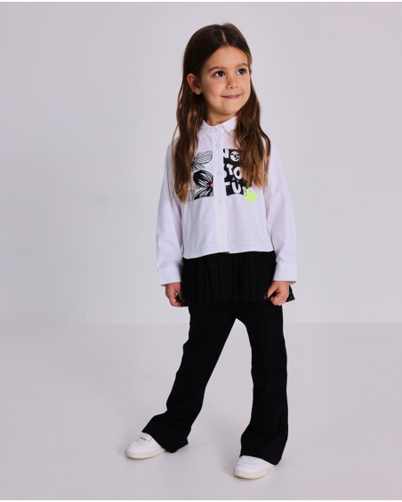 Girl’s black flared trousers with back pockets