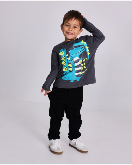 Boy’s cargo pants in dark grey with side pockets