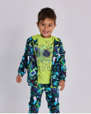 Green jersey t-shirt for boys with astronaut print.