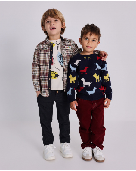 Dark grey trousers for boy with decorative buttons