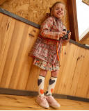 Girl’s checked raincoat with colorful hearts