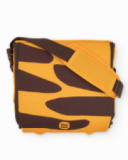 Portable travel highchair with tiger design in orange and brown