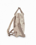 Baby stroller backpack with giraffe print in neutral tones