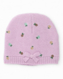 Hat for newborn in lila with floral embroidery