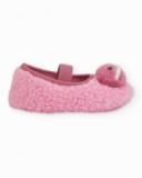 Girls’ pink slippers with sherpa fabric