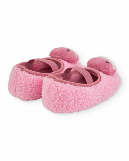 Girls’ pink slippers with sherpa fabric