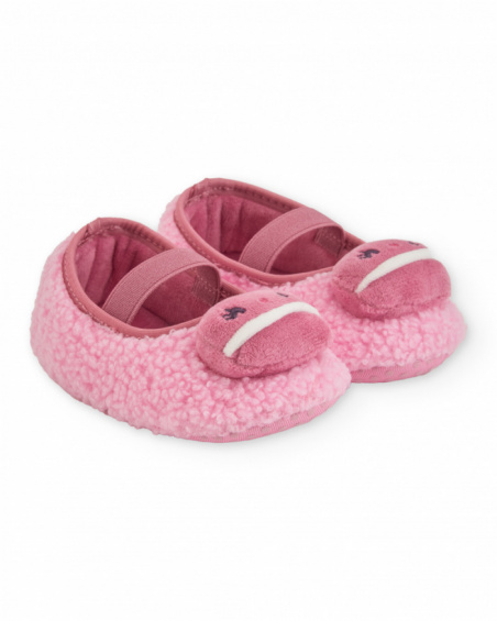 Girls’ pink slippers with sherpa fabric