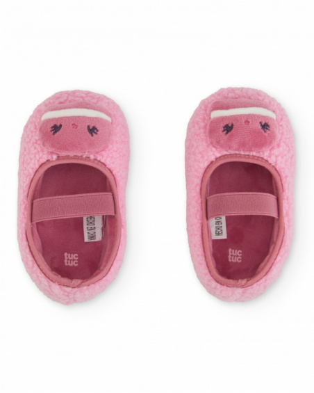 Girls’ pink slippers with sherpa fabric