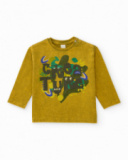 Boys’ mustard long-sleeve T-shirt with letter print