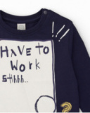 Boys’ navy blue long-sleeve t-shirt with fun print