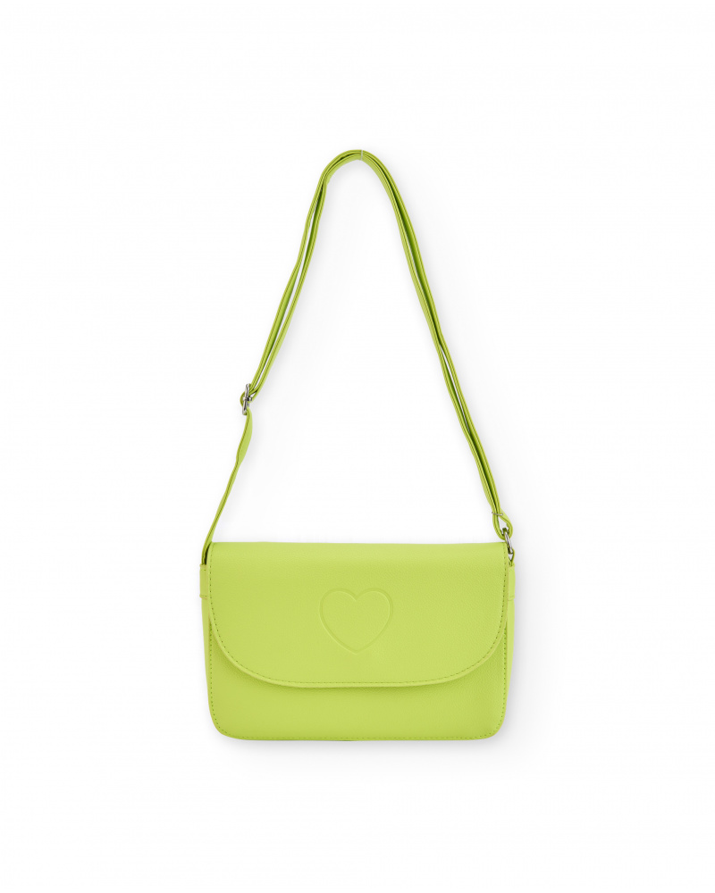 Girls’ lime green shoulder bag with heart detail