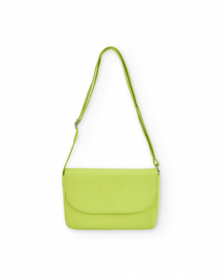 Girls’ lime green shoulder bag with heart detail
